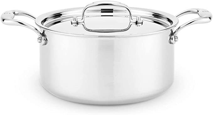 Heritage Steel 4 Quart Sauce Pot - Titanium Strengthened 316Ti Stainless Steel with 5-Ply Construction - Induction-Ready and Fully Clad, Made in USA