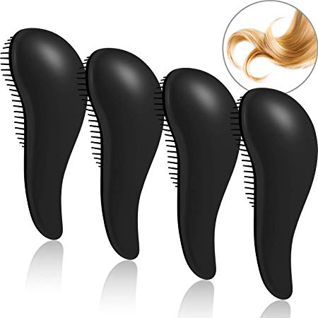 4 Pieces Detangler Hair Brush - Anti-knot Massage Comb, Detangling Brush, Anti-knot Massage Comb, Pain-Free Hair Brush Straightener, Beauty Tools, Hair Brush Set(Black)