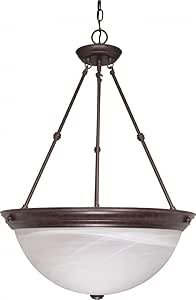 NUVO 60/212 Three Light Pendant, Old Bronze/Alabaster Glass