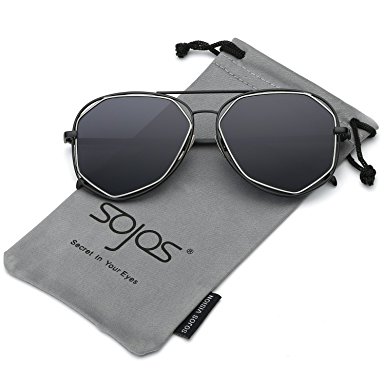 SojoS Aviator Sunglasses Metal Frame Flat Mirrored Lens SJ1004