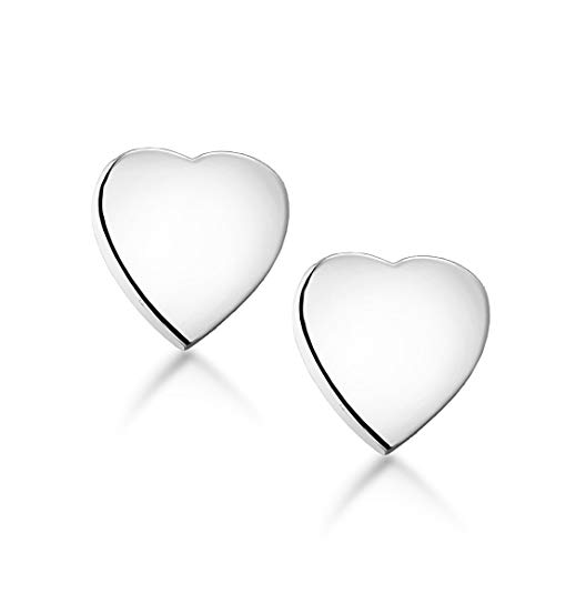 Tuscany Silver Women's Sterling Silver 7 mm Flat Heart Stud Earrings 8.55.4719