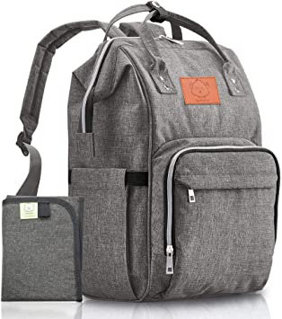 Baby Diaper Bag Backpack - Multi-Function Waterproof Travel Baby Bags for Mom, Dad, Men, Women - Large Maternity Nappy Bags for Girls & Boys - Durable, Stylish - Diaper Mat Included (Classic Gray)
