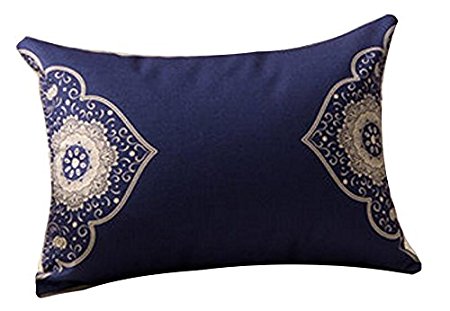 Bohemian style Blue and white porcelain pattern series Throw Pillow Case Cushion Cover Decorative Cotton Blend Linen Pillowcase for Sofa Rectangle 12 "X 20 "