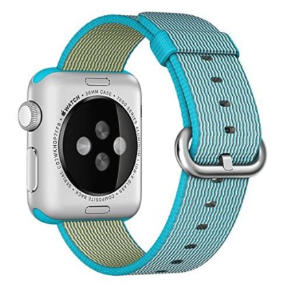 Apple Watch Band, PUGO TOP Newest Fine Woven Nylon Strap Replacement Wrist Band for Apple Watch Series 2 and Series 1 All models (42mm Scuba Blue)