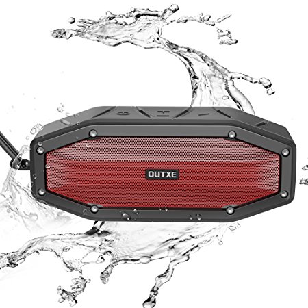 [27H Playtime] OUTXE Loud Bluetooth Speaker Outdoor 10W, IPX6 Weatherproof / Enhanced Bass / Built-in Microphone and Carabiner