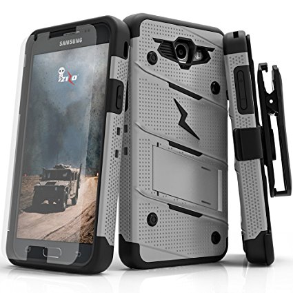 Samsung Galaxy J7 Prime Case, Zizo [Bolt Series] w/ [Galaxy J7 Prime Screen Protector] Kickstand [12 ft. Military Drop Tested] Holster - J7 V / Perx