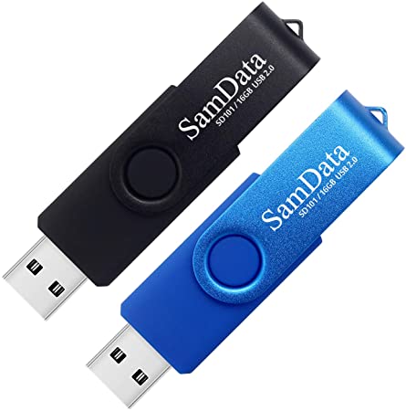 SamData 16GB USB Flash Drives 2 Pack 16GB Thumb Drives Memory Stick Jump Drive with LED Light for Storage and Backup (2 Colors: Black Blue)