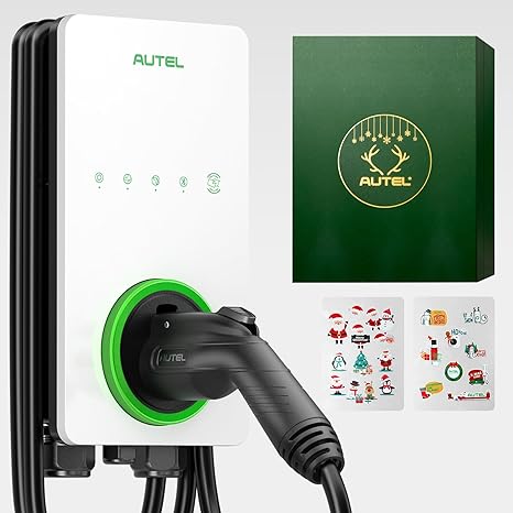 Autel Level 2 Home Smart EV Charger up to 50Amp, 240V, Indoor/Outdoor Car Charging Station, Flexible 25-Foot Cable, Hardwired, Christmas Limited, Festive Packaging&Personalized Stickers, Driven Snow