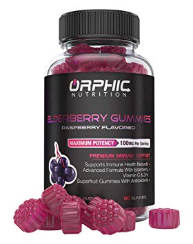 Natural Elderberry & Vitamin C Gummies - Premium Antioxidant Formula & Immune System Booster for Men, Women and Kids - Best Source of Vitamin C & Zinc - 100MG Of Elderberry For Immune Support & Health