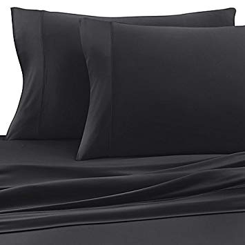 COOLEX Ultra-Soft Bed Sheet Set - Moisture Wicking, Wrinkle, Fade, Stain Resistant (King, Black)