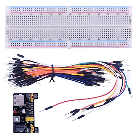 for Arduino starter kits Kuman 830 MB-102 Tie Points Solderless Breadboard   3.3V 5V Power Supply Module   65pcs Jumper Cables wires K3