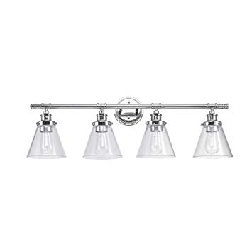 Globe Electric Parker 4 Chrome Vanity Light with Clear Glass Shades 51446