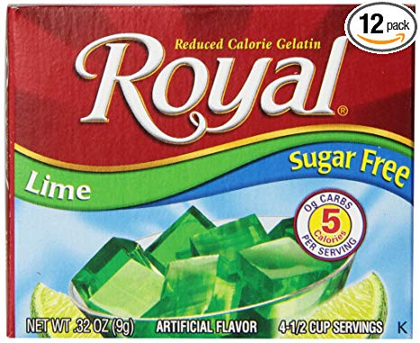 Royal Lime Gelatin Dessert Mix, Sugar Free and Carb Free (12 - .32oz Boxes)