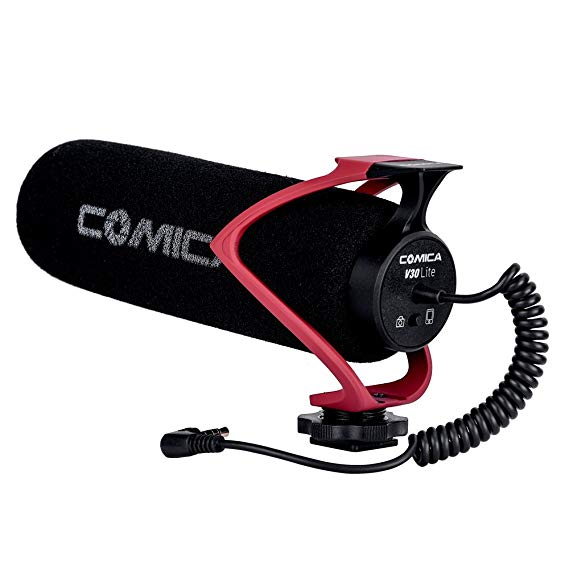 Comica CVM-V30 LITE Video Microphone Super-Cardioid Condenser On-Camera Shotgun Microphone for Canon Nikon Sony Panasonic Camera/DSLR/Iphone Samsung Huawei(Red)