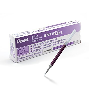 Pentel Refill Ink for EnerGel Gel Pen, 0.5mm Needle Tip, Violet Ink, Box of 12 (LRN5-V)