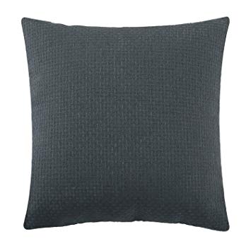 Jepeak Comfy Cotton Linen Throw Pillow Cover Rattan Weaved Pattern Cushion Case, Solid Thickened Farmhouse Modern Decorative Square Pillow Case for Sofa Couch (Charcoal Gray, 20 x 20 Inches)