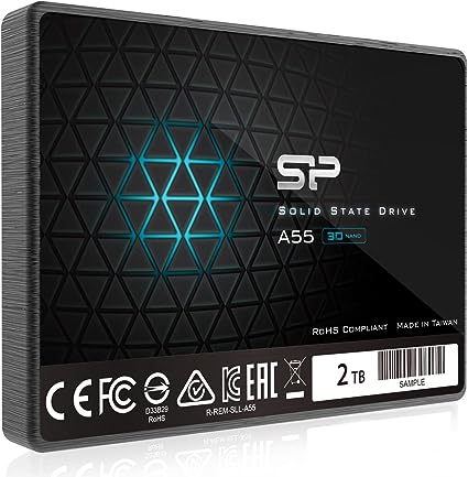 Silicon Power Ace A55 2TB SATA SSD, Up to 500MB/s, 3D NAND with SLC Cache, 2.5 Inch SATA III 6Gb/s Internal Solid State Drive for Desktop Laptop Computer