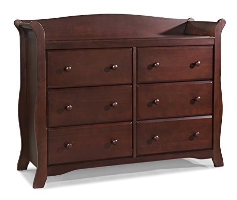 Stork Craft Avalon 6 Drawer Universal Dresser, Cherry