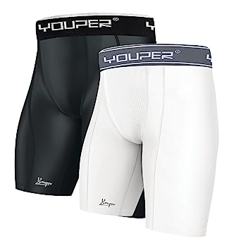Youper Athletic Supporter, Compression Shorts w/Soft Protective Athletic Cup, Youth & Adult Sizes