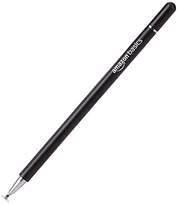 Amazon Basics Capacitive Stylus Pen for iOS and Android Touchscreen Devices, Fine Point Disc Tip, Lightweight Metal Body with Magnetic Cover, (Black)