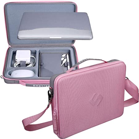 Smatree Hard Shell Carrying Case Compatible for 13.3 inch MacBook Pro/MacBook Air 2020 2019 2018 2017/12.9 inch iPad Pro/ 12 inch MacBook/Surface Pro X/7/6/5/4, Laptop and Tablet Shoulder Bag (Pink)