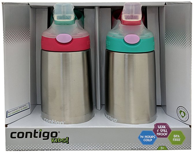 Contigo Kids Flip Chill Stainless Steel Autospout Water Bottles - 2 pack