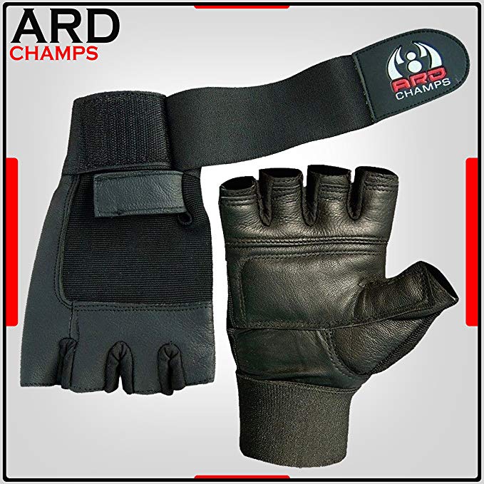 ZoR™ Leather Weight Lifting Gloves Long Wrist Wrap Gloves Power Lifting Lifter Padded Palm Exercise Fitness Gloves Strengthen Gloves Home Gym