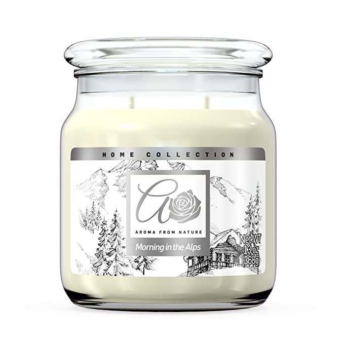 Aroma From Nature Morning in the Alps 13 oz Home Collection Scented Candle - 1 Pack - Aromatherapy Candles - Home Fragrance - Apothecary Glass With Triple Wick