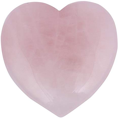 Bingcute Heart Shaped Rose Quartz Puffy Heart Stone 40mm (1.6") for Chakra Energy Healing, Reiki