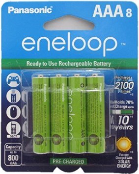 8 Panasonic Eneloop AAA 4th Generation NiMH Pre-charged Rechargeable Batteries -With Battery Holder "Special Colored Eneloops"