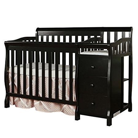 Dream On Me Jayden 4-in-1 Mini Convertible Crib And Changer, Black