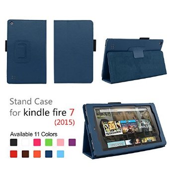 Case for Fire 7 - Elsse Premium Folio Case with Stand for the NEW Fire, 7" Display (Sept, 2015 Release) - Dark Blue