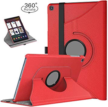TiMOVO Case for Samsung Galaxy Tab A 10.1 2019 (T510/T515),Ultra Lightweight Slim Shell 360 Degree Rotating Swivel Stand Cover Fit Galaxy Tab A 10.1 2019 Tablet - Red