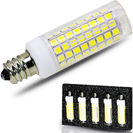 [5-Pack] E12 Led Bulb Candelabra Light Bulbs 8W, 100W (850LM) Equivalent Ceiling Fan Bulbs, Daylight White 6000K, Dimmable, LED Chandelier Light Bulbs.