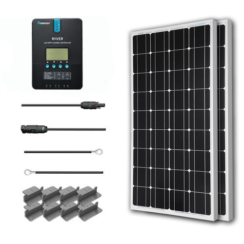 Renogy 200 Watt 12 Volt Monocrystalline Solar Starter Kit with 20A Rover MPPT Charge Controller