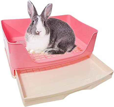 kathson Large Rabbit Litter Box Trainer, Potty Corner Toilet with Drawer Bigger Pet Pan for Adult Hamster, Guinea Pig, Ferret, Galesaur, Bunny and Other Animals