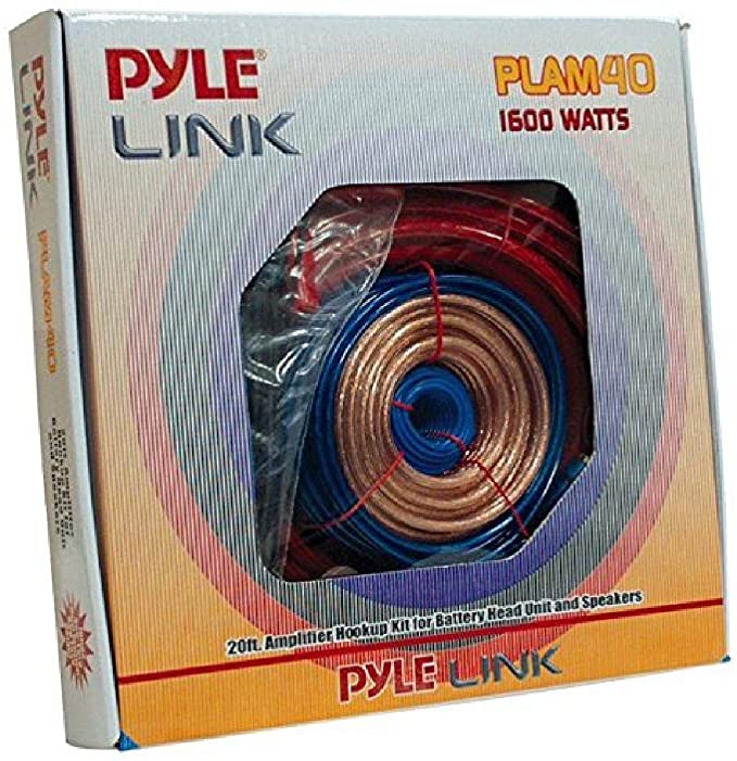 Pyle PLAM40 20-Feet 4 Gauge 1600W Amplifier Hookup For Battery Head Unit and Speakers Installation Kit