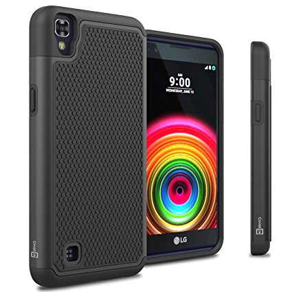 LG X Power Case, CoverON® [HexaGuard Series] Slim Hybrid Hard Phone Cover Case for LG X Power K210 / K6P - Black