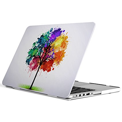iCasso New Art Fashion Image Series Ultra Slim Light Weight Rubberized Hard Case Glossy Clear Crystal Snap-On Hard Cover Case for MacBook Pro 13 inch Retina (Model: A1425/A1502) - Colorful Tree