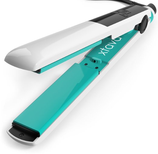 xtava Goddess Flat Iron with Ceramic Tourmaline Plates and LCD Display (Pomona) - Rapid-Heat Technology for Quick, Silky Strands