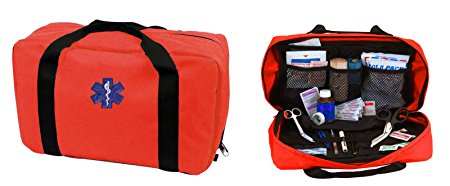 Ultimate Arms Gear Deluxe Heavy Duty Bright High Visibility Orange EMS/EMT Emergency Medical Paramedic Trauma Supplies Gear Pack Equipment First Aid Kit Carry Rescue Bag