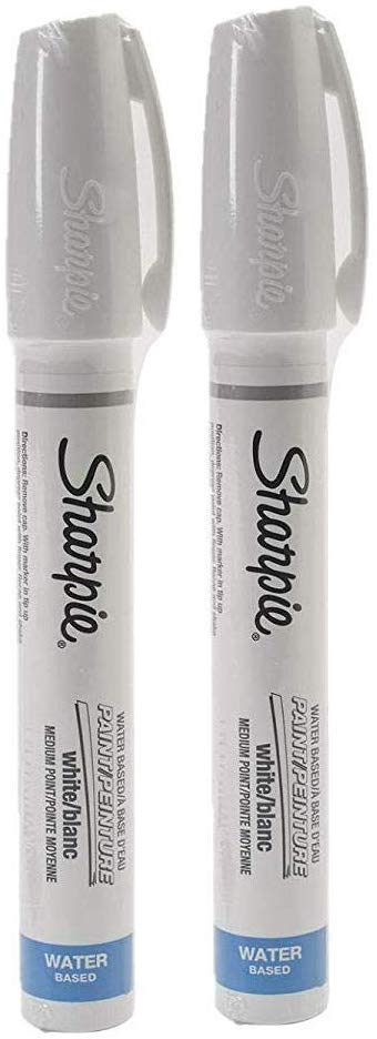 2 MARKERS: Sanford Sharpie Poster-Paint Markers White Medium Point (37206)