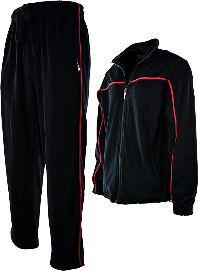 Mens Velour Tracksuit with Zippered Pockets