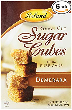 Roland Rough Cut Demerara Sugar Cubes, 17.6-Ounce Boxes (Pack of 6)