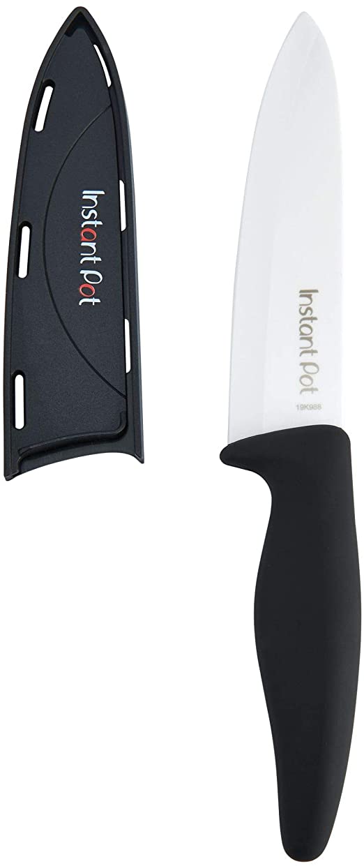 Instant Pot Official Ceramic Chef Knife with Blade Cover, 6-inch, Black