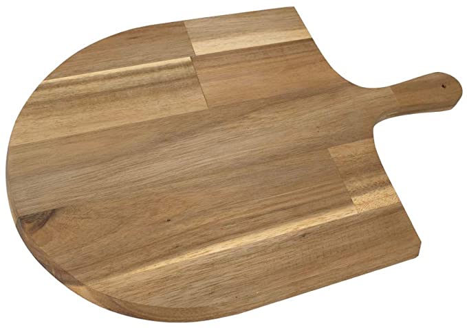 Acacia Wood Pizza Peel, Serving Pan, Cheese and Charcuterie Boards | Pizza Paddle Board with Handle for Baking, Cutting Pizza, Bread, Fruit, Vegetables, Cheese Serving Board