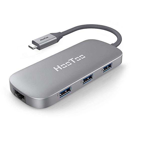 HooToo USB C Hub 6-in-1 USB C Adater with Ethernet, 4K HDMI, 100W Power Delivery, 3 USB 3.0 Ports for MacBook Pro & Google Chromebook & and More Type C Laptops