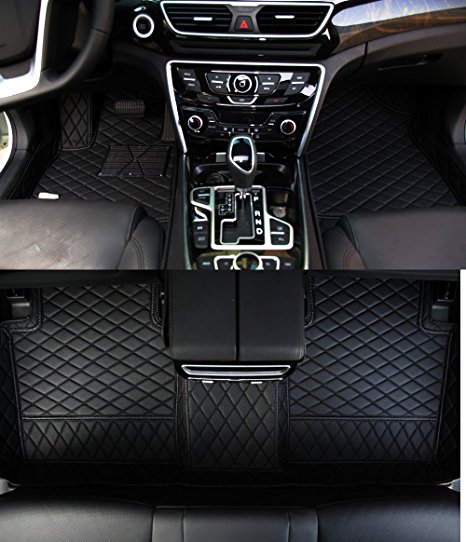 Worth-Mats Custom Fit Luxury XPE Leather Waterproof Floor Mat for Infiniti QX80/QX56, Black with Black Stitching