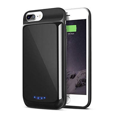 iPhone 7 Plus Battery Case, Nohon 7500mAh Portable Charger iPhone 7 Plus Charging Case Extended Battery Pack Power Cases Juice Bank Cove-Black (5.5''thick)