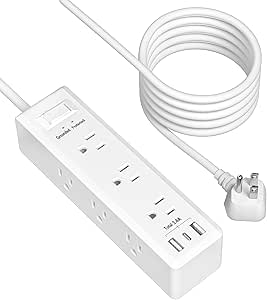 BN-LINK Surge Protector Power Strip with 9 Outlets 2 USB-A 1 USB-C(Total 3.4A), 3-Side Outlet Extender Strip with 5 Ft Extension Cord, Flat Plug, Desktop Charging Station for Travel, Home, Office, 15A